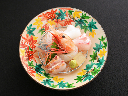 仁清色絵楓絵六五皿